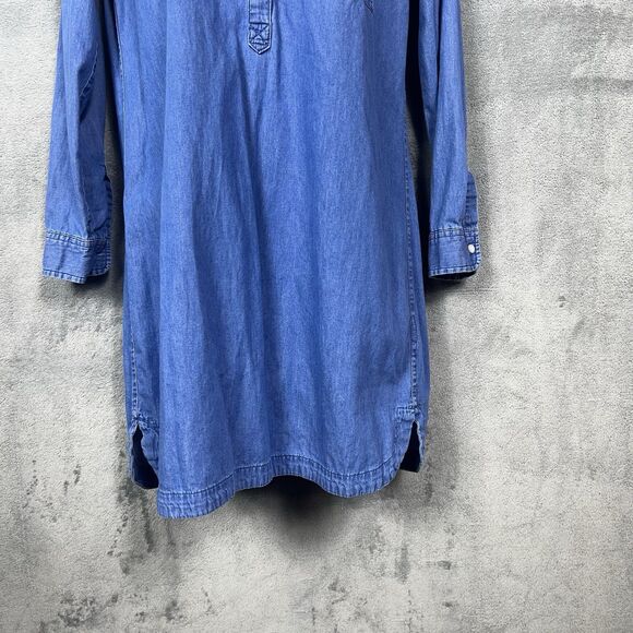 Old Navy Chambray Shirt Dress Popover Long Sleeve S Blue M - Picture 3 of 16